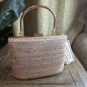 Rose Gold Evening Box Bag with Top Handle